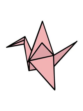 Japon katlanmış kağıt origami vincinin titreşimli hareketi