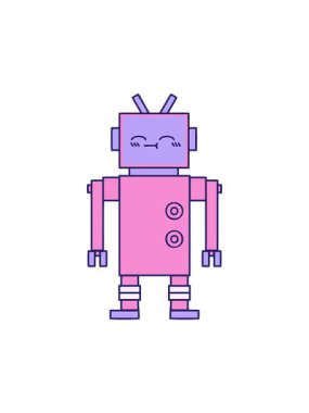Robot çiziminin sevimli bir çizgi filminin hareketli animasyonu