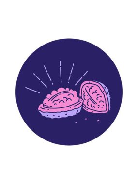 Dövme stili ceviz kabuklu bir ikonun hareketli animasyonu