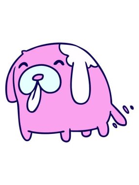 Çizgi film çizimlerinin neon ışık efektleri sevimli bir köpeğin kawaii 'si.