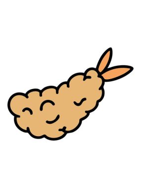 Japon tempura kızarmış shimp aperatifinin hareketli animasyonu