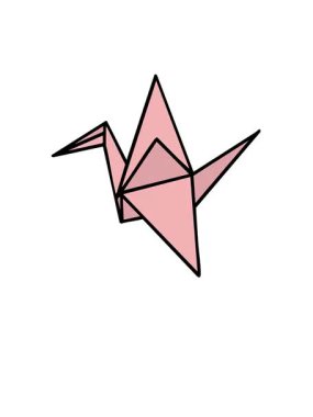 Japon katlanmış kağıt origami vincinin yükselişi ve yüzüşü