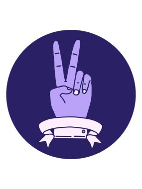 Retro Tattoo Stili 'nin titreşimli hareketli animasyonu. Barış. Sancaklı iki parmak hareketi.