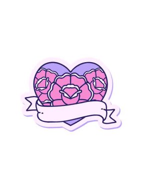 Dövmenin hareketli animasyonu geleneksel bir kalp ve çiçek pankartıdır.