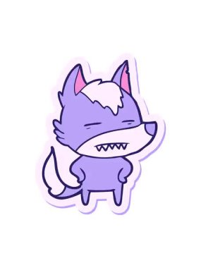 Dişlerini gösteren bir kurt çizgi filminin titreyen hareketli çıkartması.