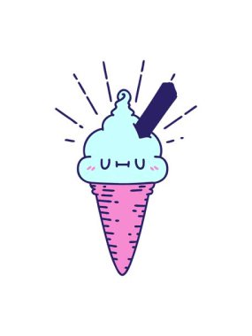 Geleneksel dövme tarzı dondurma karakterinin hareketli çizimi