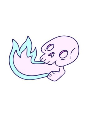 Ateş püskürten bir elin hareketini salla ve duraklat. Çizgi film kafatası çizimi.