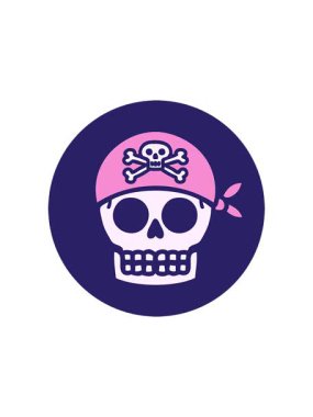 Bir korsan kafatasının ikonik dövme görüntüsünün yıldız patlaması etkisi animasyonu