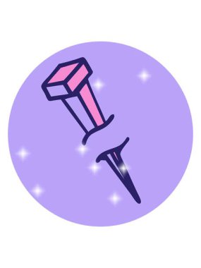 Karikatür demir çivinin ışıltı etkisi