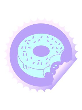 Isırılmış donut yuvarlak soyma etiketinin animasyonunu bob ve duraklat