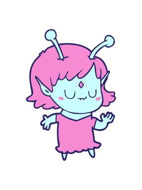 Dans eden uzaylı kız çizgi filminin animasyonunu durdurun ve durdurun.