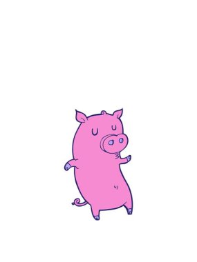 Komik çizgi film domuzunun zıplama hareketi.