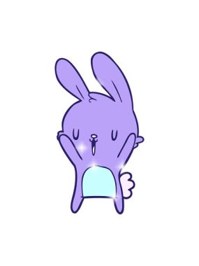 Sevimli çizgi film karikatür tavşanının ışıltılı etkisi