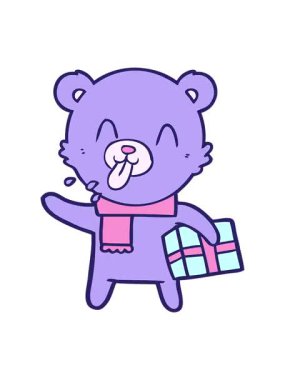 Şimdiki zamanda kaba çizgi film ayısının pixelize etkisi