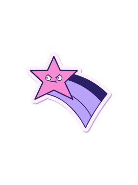 Gökkuşağı yıldızı kayan sevimli çizgi film çıkartmasının kırıcı etkisi