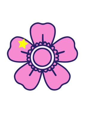 Parlayan yıldızlar, dekoratif çiçeğin dövme stili çiziminin animasyonunu etkiler.