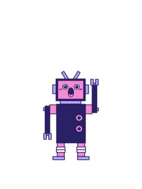 Sevimli robot çiziminin animasyonunu büyütüyorum.