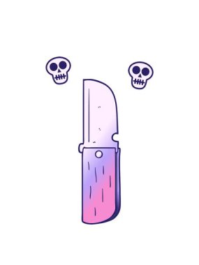 Bir çizgi film katlama bıçağının kafatası animasyonu