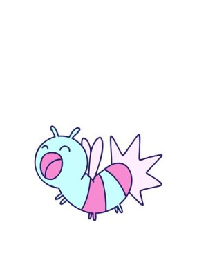 Parlayan sevimli bir böceğin çizgi filminin zıplama hareketi animasyonu