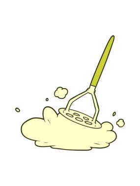 Çizgi film patates ezicisinin renkli animasyonu