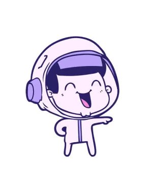 Mutlu çizgi film astronotunun dönen hareketli animasyonu