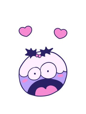 Karikatür karikatür animasyonu dönen kalpler. Şok yüzlü puding.