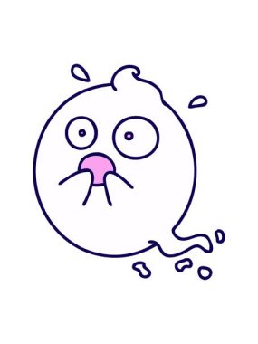 Cadılar bayramı heyecanı sırasında ürkmüş sevimli, korkmuş bir hayaletin çizgi filminin neon ışık efekti.