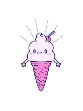 Geleneksel dövme stili dondurma karakterinin canlandırmasını salla ve durdur