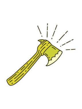 Geleneksel dövme stili baltanın renk animasyonu