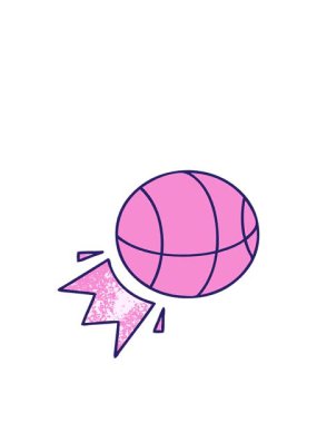 Bir basket topunun retro grunge doku çizgi filminin animasyonunu genişletiyorum.