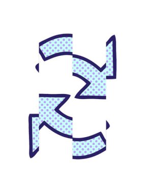 Bir geri dönüşüm okunun çizgi roman tarzı çizgi filminin bölünmüş hareket animasyonu