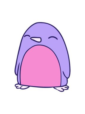 Titrek hareketli, el çizimi, sevimli bir penguen karalaması.