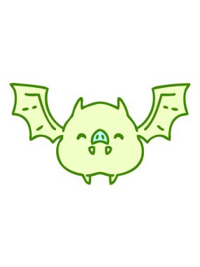 Çok tatlı bir Cadılar Bayramı yarasasının parlak renkli çizgi filminin neon ışık efekti.