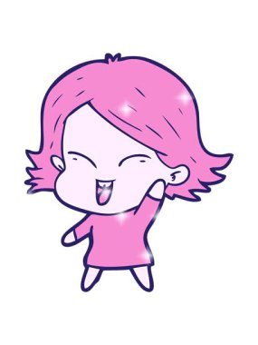 Mutlu çizgi film kızı çiziminin ışıltı etkisi