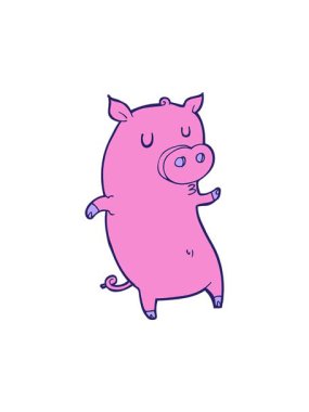 Komik çizgi film domuzunun basınçlı animasyonu