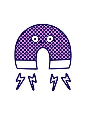 Bir mıknatıs karikatürünün neon ışık efekti canlandırması