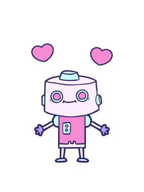 dönen kalp animasyonu bir robotun karalaması