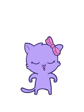 Kafasında fiyonk olan çizgi film kedisinin animasyonunu uzatıyorum.