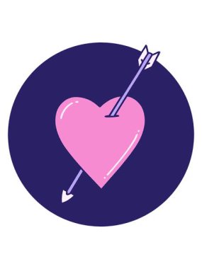 Bir ok ve kalp karikatürünün ikonik dövme şeklindeki görüntüsünü salla