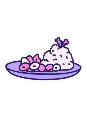 Japon pilavı ve fasulye yemeğinin titreşimli animasyonu.