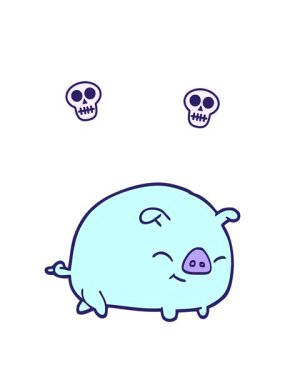 el çizimi çizgi film stili domuzun kafatası animasyonu.