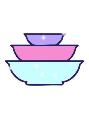 Seramik yemek kaseleri yığınının parlatıcı etkisi