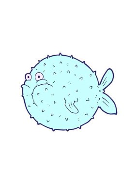 Çizgi film kirpi balığı hareketli animasyonu