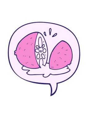 Konuşma baloncuğu ile limon kesilmiş çizgi film animasyonu