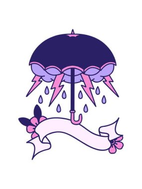 Geleneksel dövmeyi bir şemsiye pankartıyla salla ve durdur