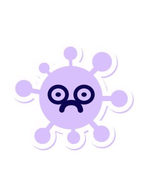 Üzgün bakışlı virüs çıkartmasının neon ışık efekti animasyonu