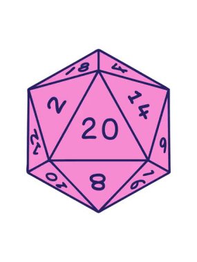 Dövme Biçimi Doğal 20 D20 zar atışının pixelize etkisi