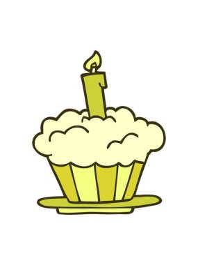 Bir karikatür karikatür doğum günü pastasının rengini değiştirmek