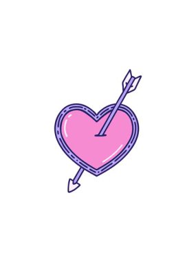 Bir ok ve kalbin ikonik dövme çiziminin radyoaktif parlayan animasyonu