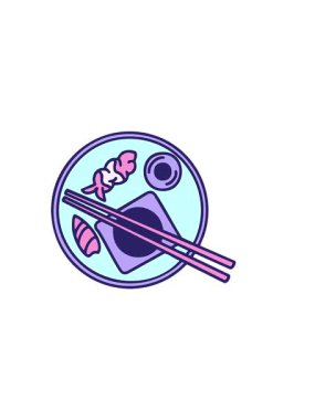 Tabakta sunulan Japon Onigiri karikatürünün yatay titreşimli animasyonu